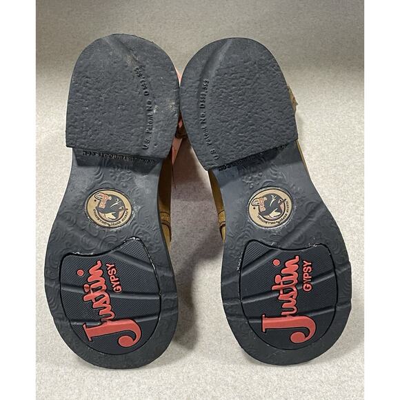 Justin Pink Gypsy Cowboy Western Boots Women's Sz 7.5 B Brown Leather L9901 - Picture 6 of 10